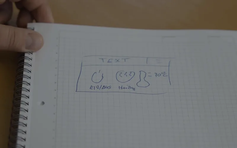Skizze auf kariertem Papier